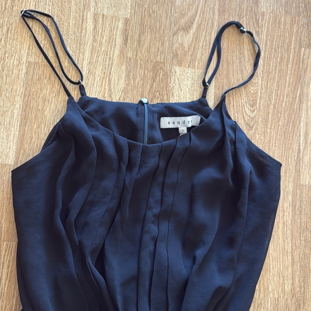 SANDRO Pleated Black Dress